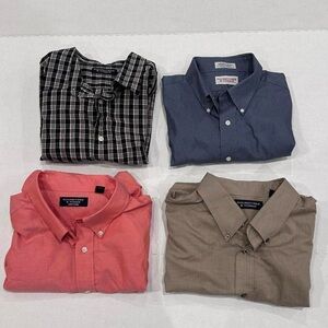 Lot of 4 2XL Roundtree & Yorke Men's Short Sleeve Button-Up Shirts Plaid & Solid